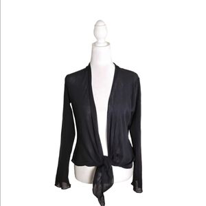 Soft Surroundings Women's XS Navy Tie Front Lightweight Sheer Layer Cardigan